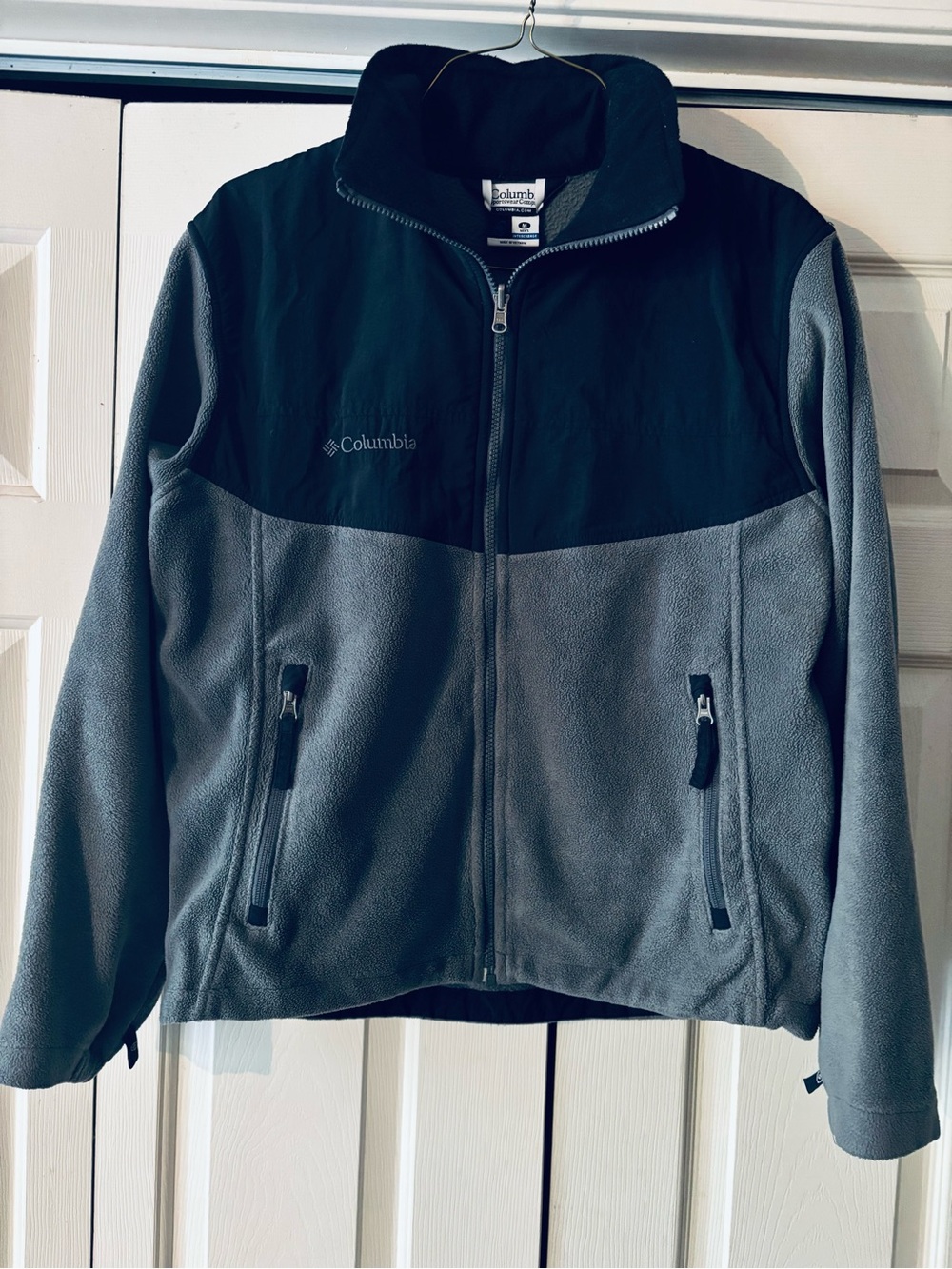 Columbia Jacket Mens Medium Black Gray Soft Fleece Full Zip